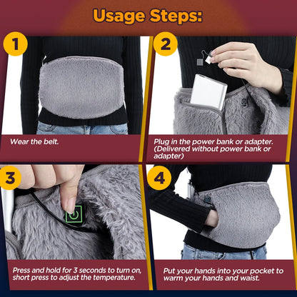 Electric Graphene Heating Pad – 3-Level USB Heating Belt for Abdominal Pain & Waist Warming