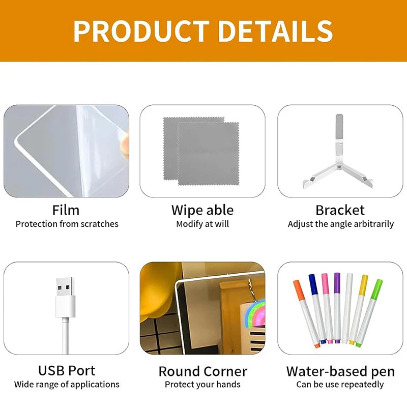 LED Luminous Blackboard Drawing Toy – Magic Light Art Board & Montessori Coloring Lamp for Kids