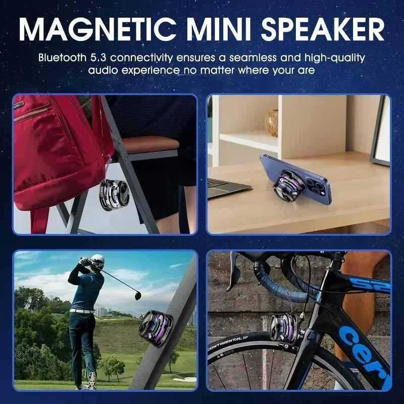 Portable Bluetooth Speaker G200 with RGB Lights, Magnetic Mount, BT5.3, 7-Hour Playtime & Phone Holder