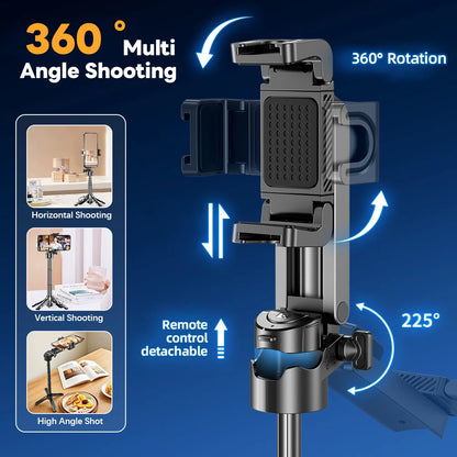 Mini Bluetooth Selfie Stick Tripod with Remote, Portable Phone Stand