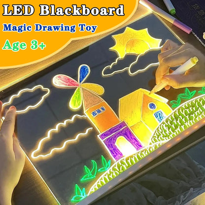 LED Luminous Blackboard Drawing Toy – Magic Light Art Board & Montessori Coloring Lamp for Kids