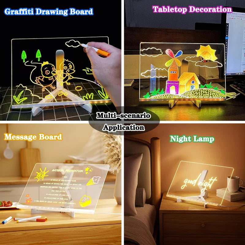 LED Luminous Blackboard Drawing Toy – Magic Light Art Board & Montessori Coloring Lamp for Kids