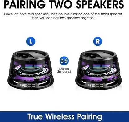 Portable Bluetooth Speaker G200 with RGB Lights, Magnetic Mount, BT5.3, 7-Hour Playtime & Phone Holder