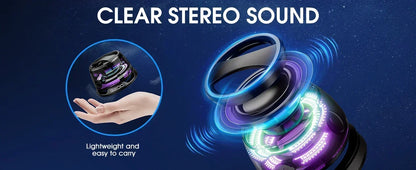 Portable Bluetooth Speaker G200 with RGB Lights, Magnetic Mount, BT5.3, 7-Hour Playtime & Phone Holder
