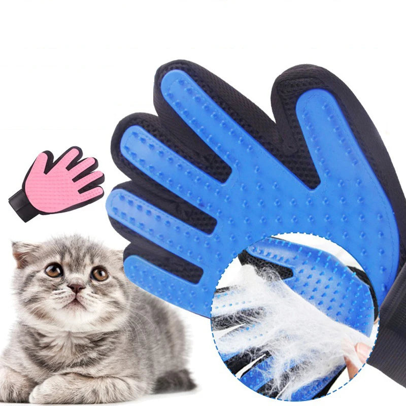 Pet Grooming Gloves with Deshedding Comb for Cats & Dogs